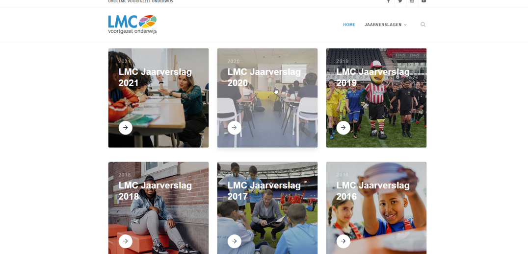 Screenshot van LMC Jaarverslag website