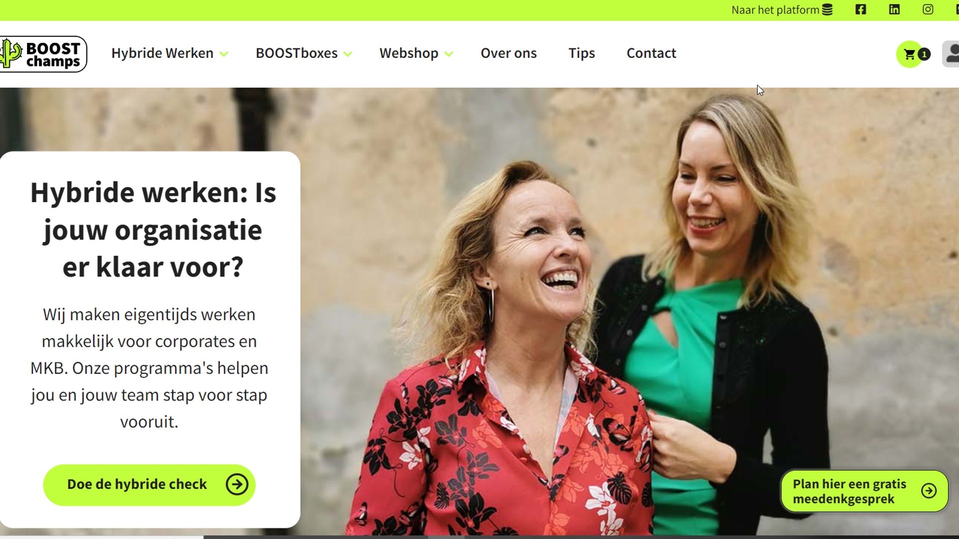 Screenshot van BOOSTchamps website