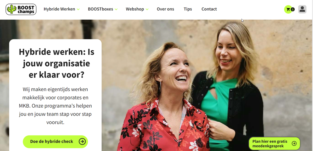 Screenshot van BOOSTchamps website