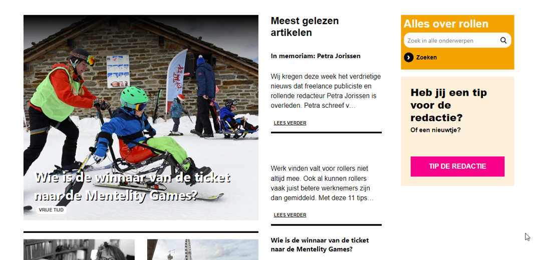 Screenshot van HandicapNL website