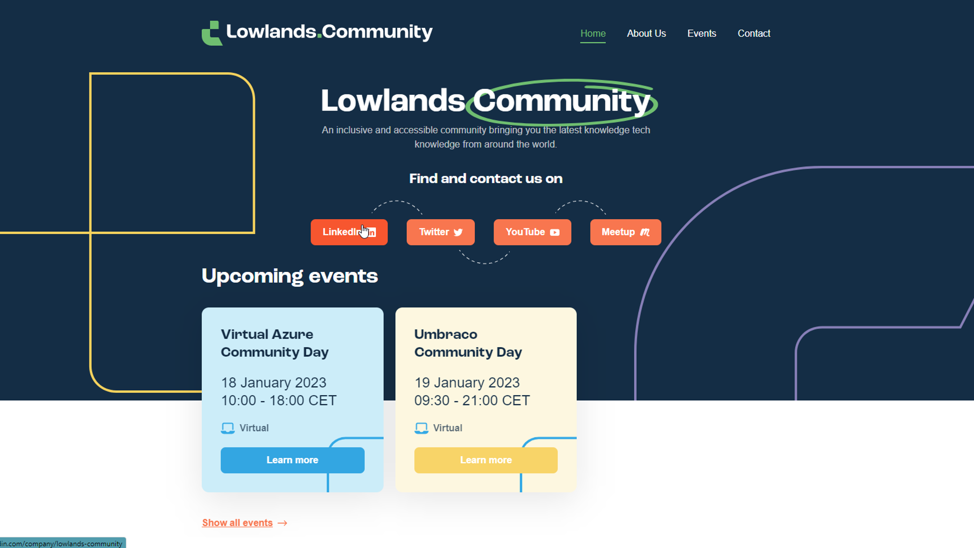 Screenshot van Llowlands website