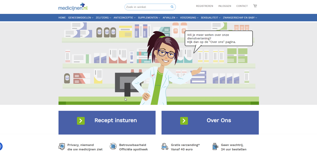 Screenshot van Medicijnen website