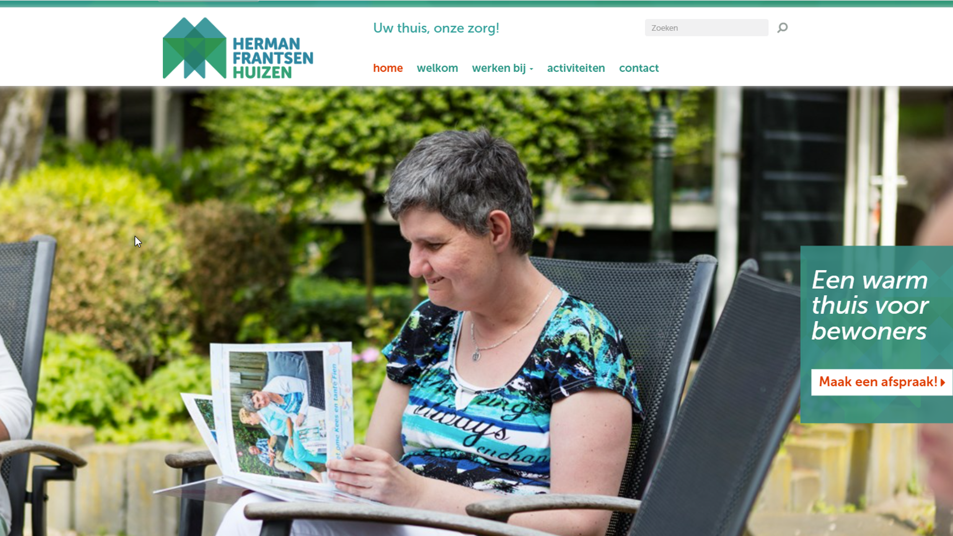 Screenshot van HFH website