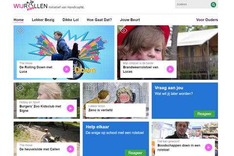 Screenshot van WijrollenKids website