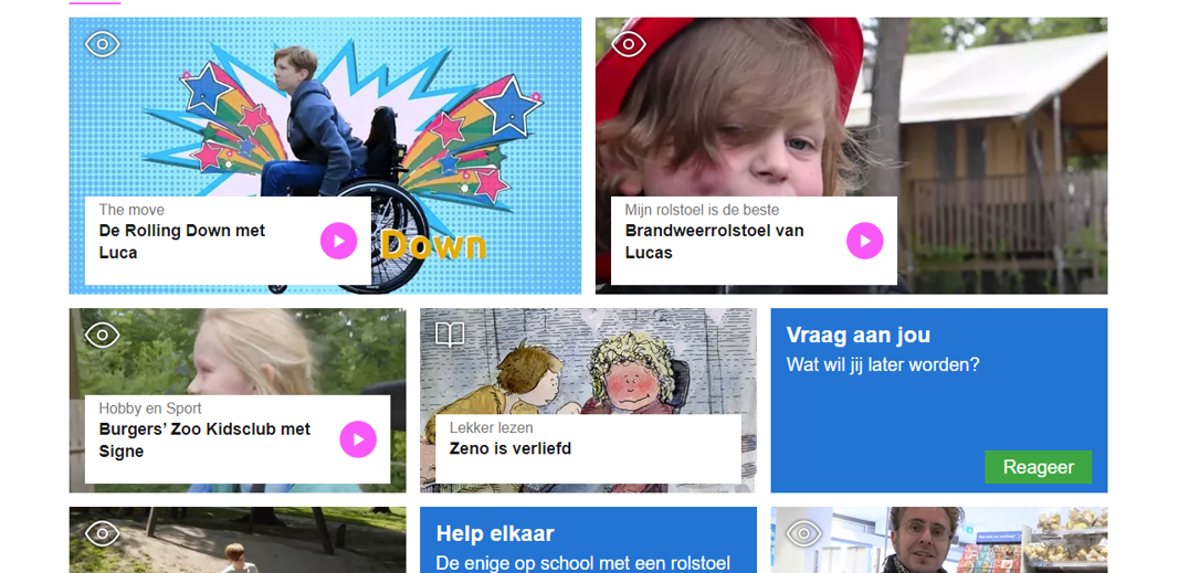 Screenshot van WijrollenKids website