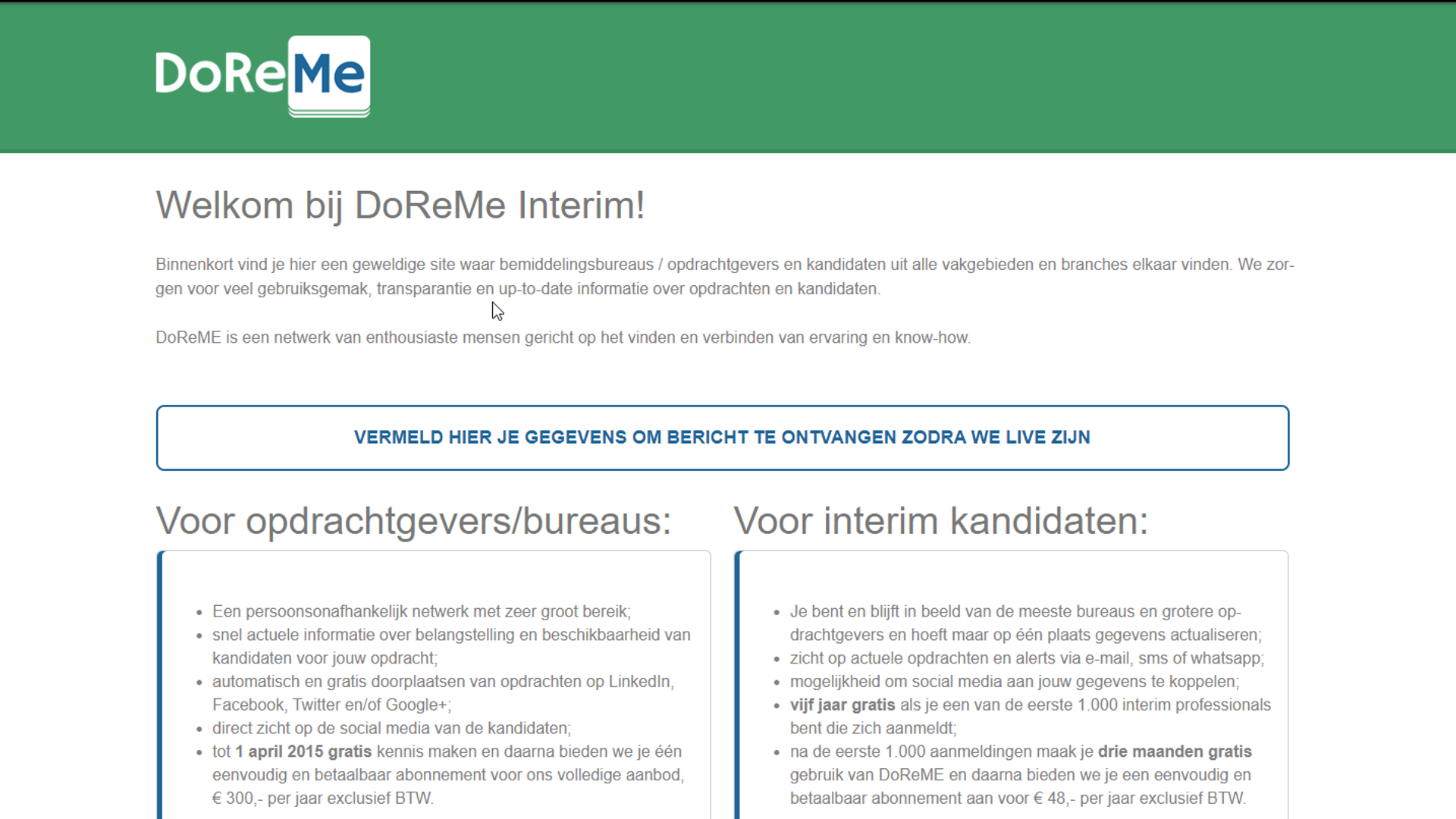 Screenshot van Doreme website
