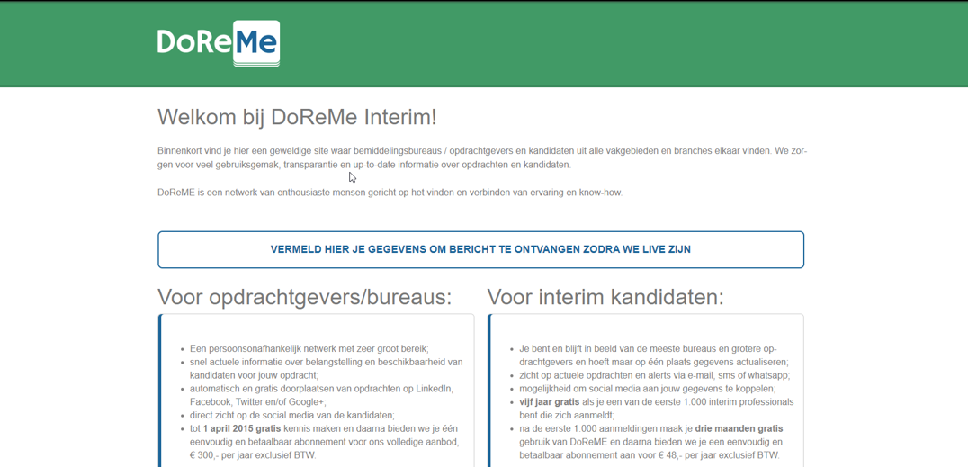 Screenshot van Doreme website